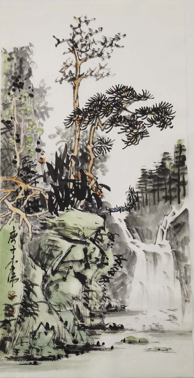 画家李伟青绿山水图片